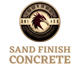 Sand Finish Concrete logo featuring a construction-themed design, symbolizing quality and durability.